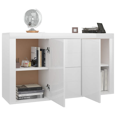Sideboard High Gloss White 120x36x69 cm Chipboard Payday Deals