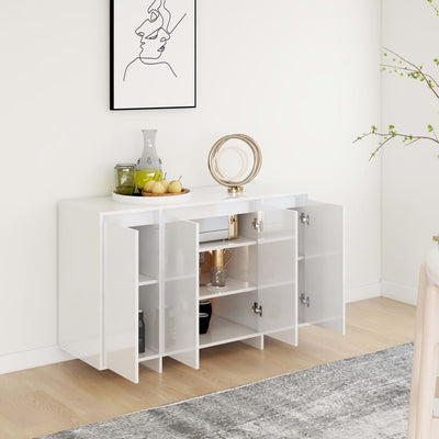 Sideboard High Gloss White 120x41x75 cm Chipboard Payday Deals