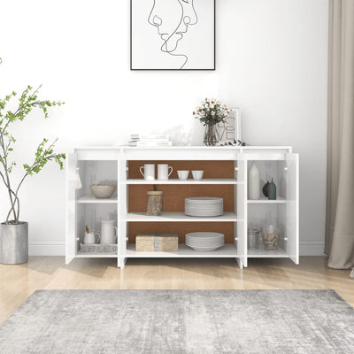 Sideboard High Gloss White 135x41x75 cm Engineered Wood Payday Deals