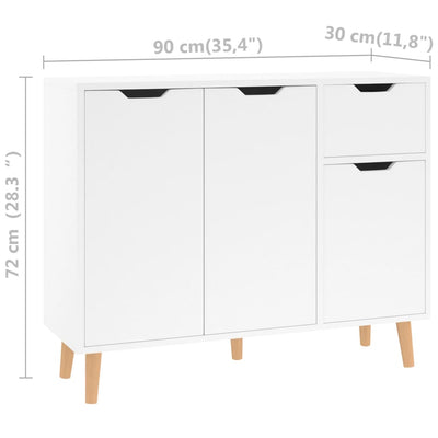 Sideboard High Gloss White 90x30x72 cm Chipboard Payday Deals