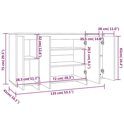 Sideboard Smoked Oak 135x41x75 cm Engineered Wood Payday Deals