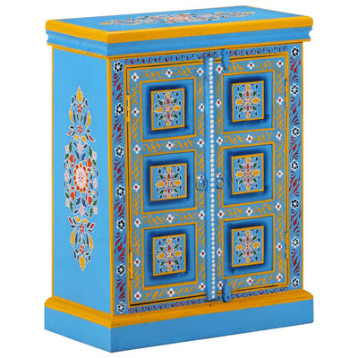 Sideboard Solid Mango Wood Turquoise Hand Painted Payday Deals