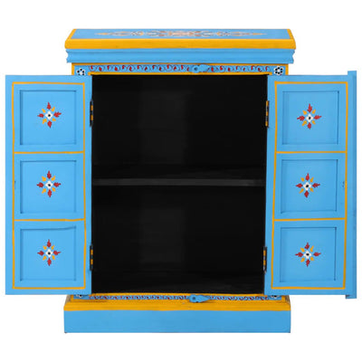 Sideboard Solid Mango Wood Turquoise Hand Painted Payday Deals