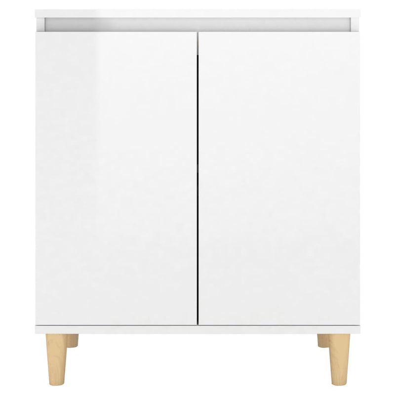 Sideboard&Solid Wood Legs High Gloss White 60x35x70cm Chipboard Payday Deals