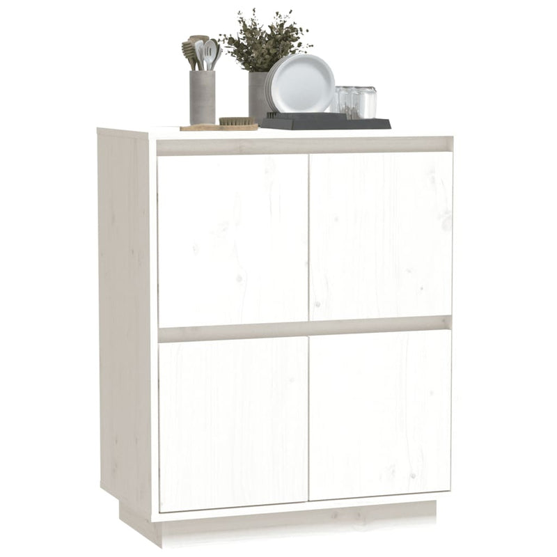 Sideboard White 60x34x75 cm Solid Wood Pine Payday Deals