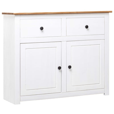 Sideboard White 93x40x80 cm Solid Pinewood Panama Range Payday Deals