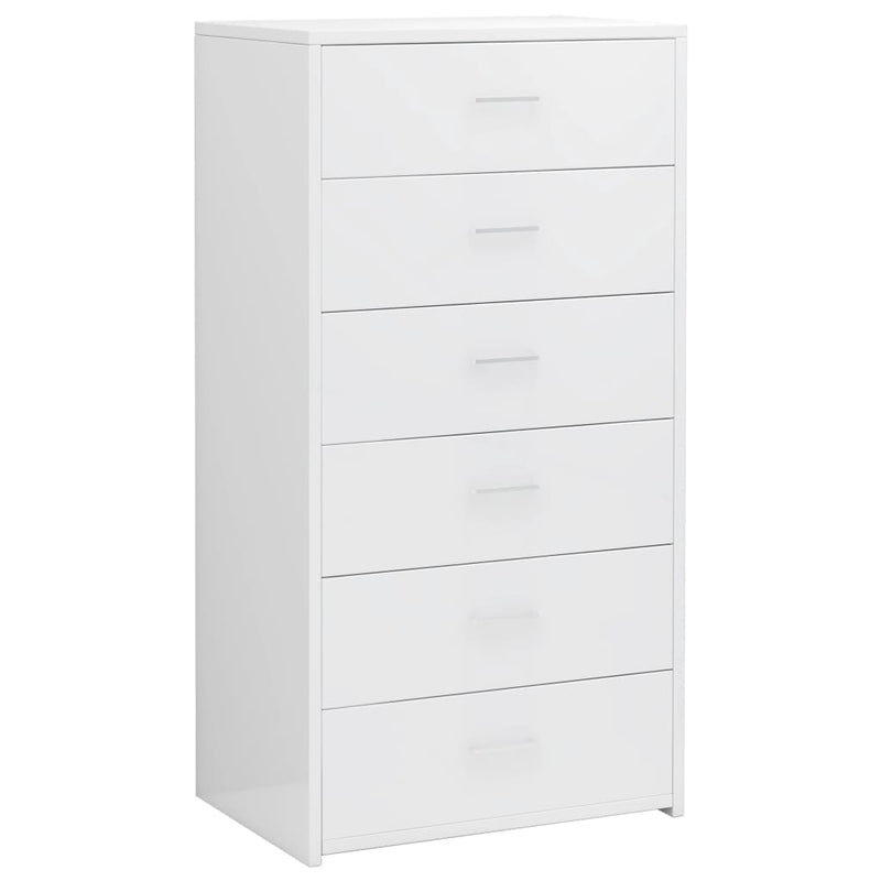 Sideboard with 6 Drawers High Gloss White 50x34x96 cm Engineered Wood Payday Deals