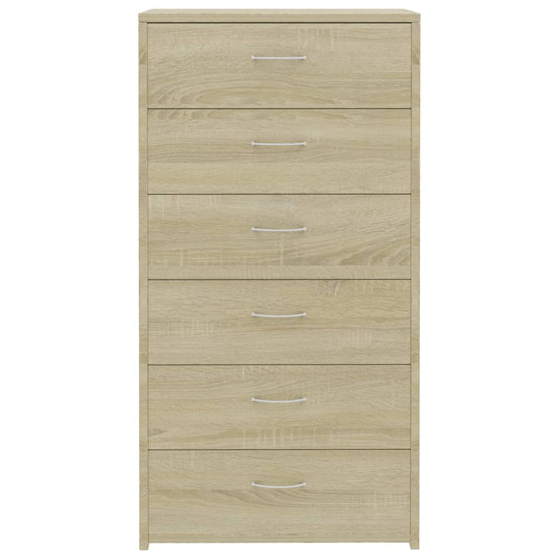 Sideboard with 6 Drawers Sonoma Oak 50x34x96 cm Engineered Wood Payday Deals