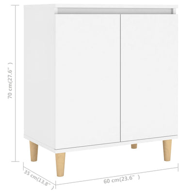 Sideboard with Solid Wood Legs White 60x35x70 cm Chipboard Payday Deals