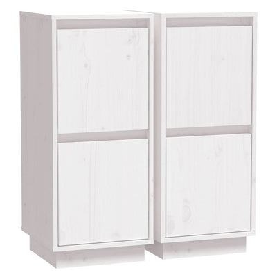 Sideboards 2 pcs White 31.5x34x75 cm Solid Wood Pine Payday Deals