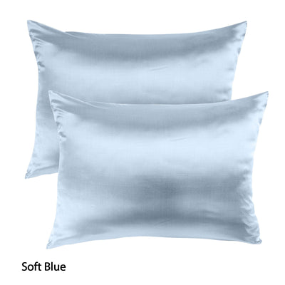 SILK PILLOW CASE TWIN PACK - SIZE: 51X76CM - Soft Blue