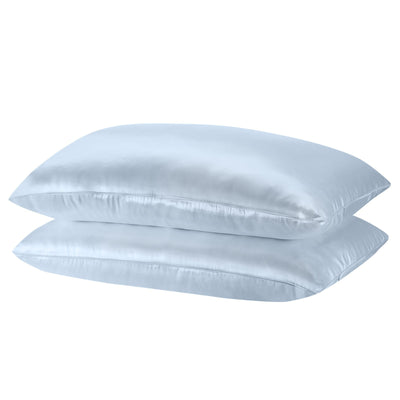 SILK PILLOW CASE TWIN PACK - SIZE: 51X76CM - Soft Blue Payday Deals