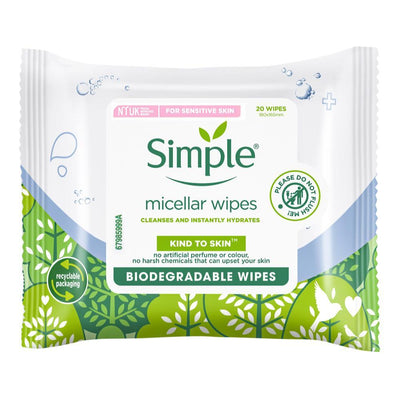 Simple Micellar Wipes For Sensitive Skin 20 Pack Payday Deals