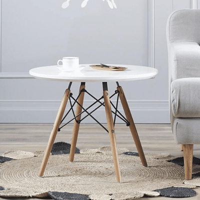 Simple White Color Round Coffee Table 80cm Payday Deals