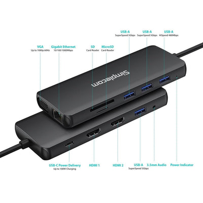 Simplecom CHN612 USB-C 12-in-1 Multiport Docking Station Dual HDMI + VGA Triple Display Gigabit LAN Payday Deals