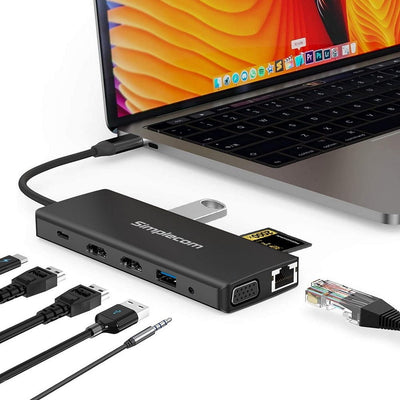 Simplecom CHN612 USB-C 12-in-1 Multiport Docking Station Dual HDMI + VGA Triple Display Gigabit LAN Payday Deals