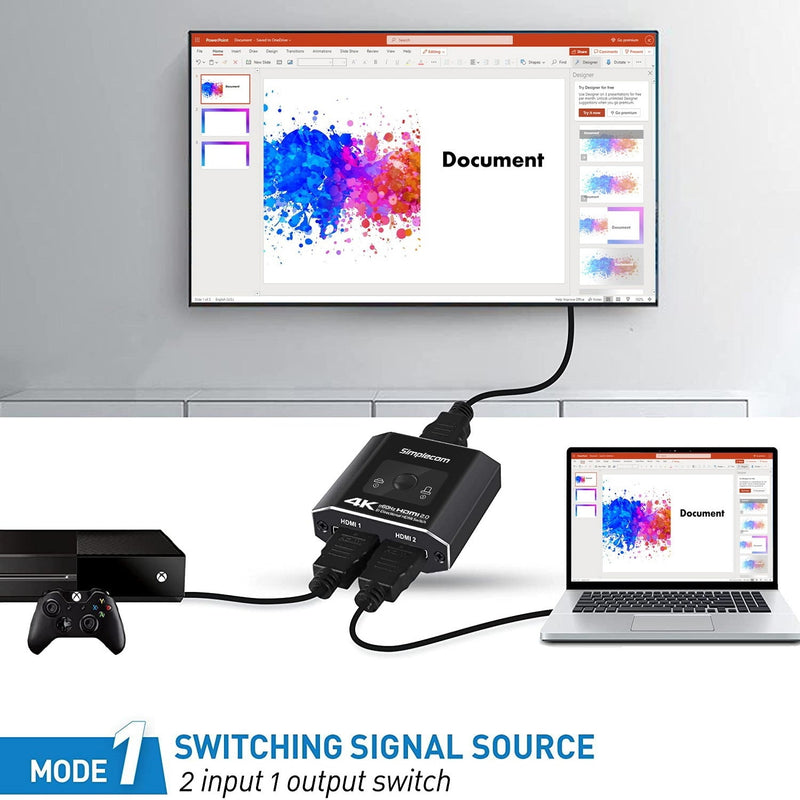 Simplecom CM302 Bi-Directional 2 Way HDMI 2.0 Switch Selector 4K@60Hz HDCP 2.2 Payday Deals
