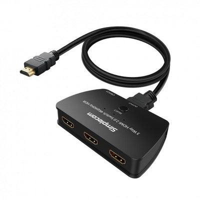 Simplecom CM323 3 Way HDMI 2.0 Switch 3 In 1 Out Splitter HDCP 2.2 4K @60Hz UHD HDR Payday Deals