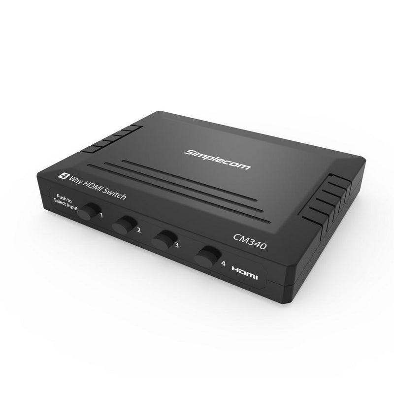 Simplecom CM340 Mechanical 4 Way Manual Push Button HDMI Switch Box 4 Port 4K UHD HDCP Payday Deals