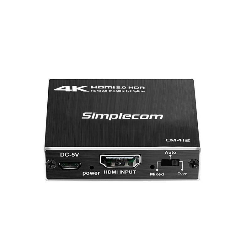 Simplecom CM412 HDMI 2.0 1x2 Splitter 1 IN 2 Out 4K@60Hz HDR10 2 Port HDMI Duplicator Payday Deals