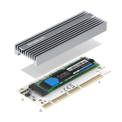 Simplecom EC415 NVMe M.2 SSD to PCIe x4 x8 x16 Expansion Card with Aluminium Heat Sink and RGB Light Payday Deals