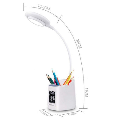 Simplecom EL621 LED Desk Lamp with Pen Holder and Digital Clock Rechargeable Payday Deals