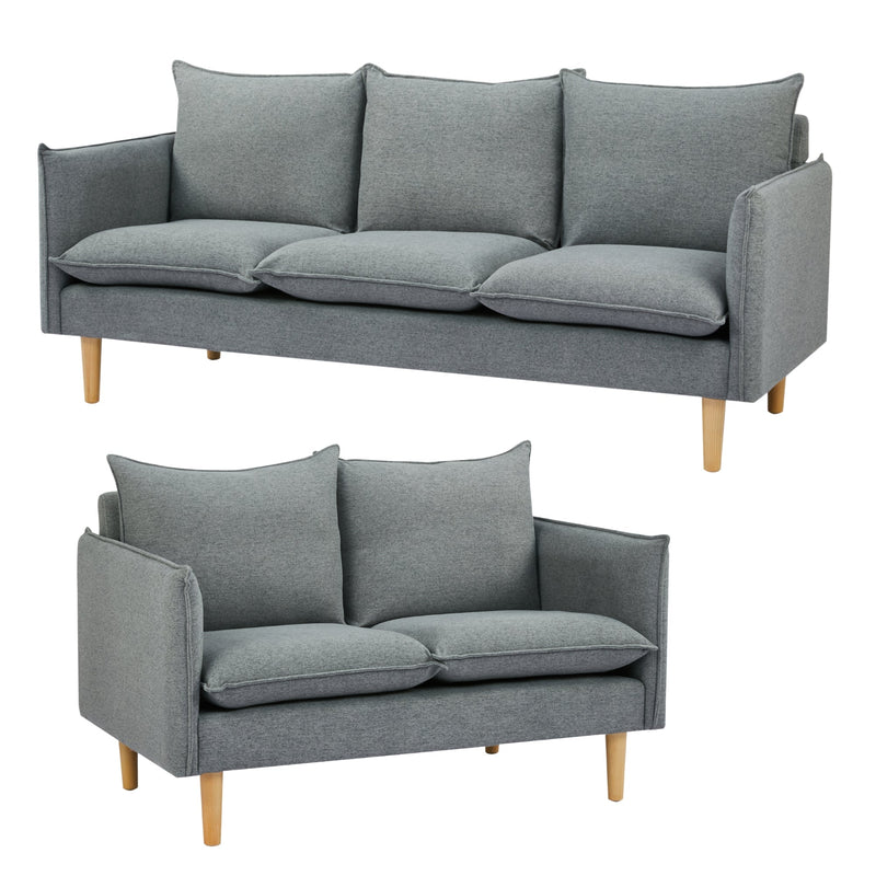 Sinatra 2 + 3 Seater Fabric Sofa Lounge Couch Dark Grey Payday Deals