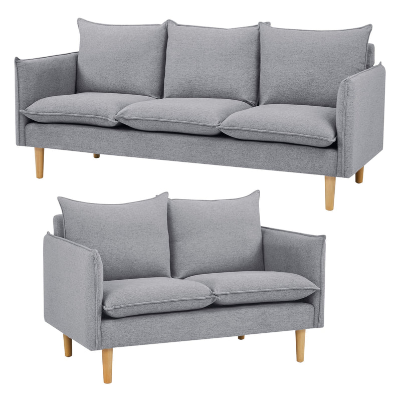 Sinatra 2 + 3 Seater Fabric Sofa Lounge Couch Grey Payday Deals