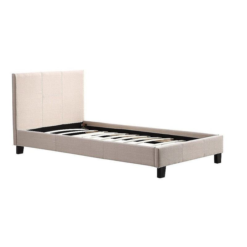 Single Linen Fabric Bed Frame Beige Payday Deals