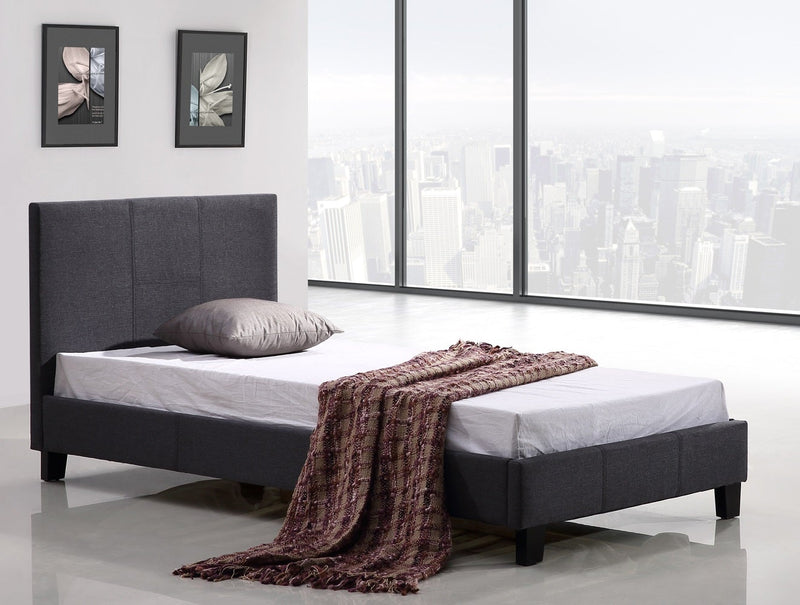 Single Linen Fabric Bed Frame Grey Payday Deals