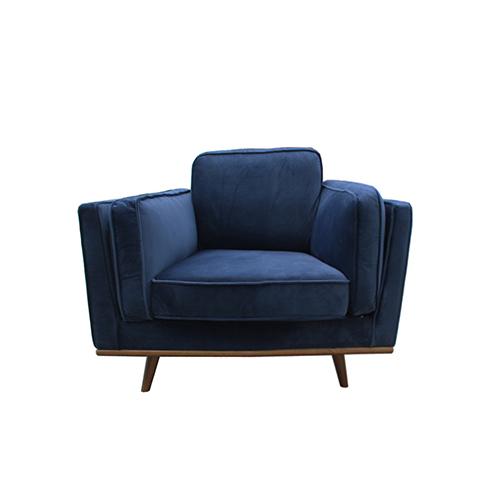 Single Seater Armchair Sofa Modern Lounge Accent Chair in Soft Blue Velvet with Wooden Frame Payday Deals