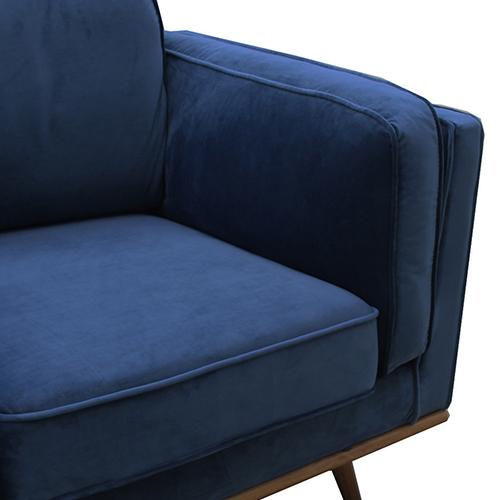 Single Seater Armchair Sofa Modern Lounge Accent Chair in Soft Blue Velvet with Wooden Frame Payday Deals