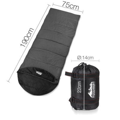 Single Thermal Micro Compact Sleeping Bag - Black & Grey