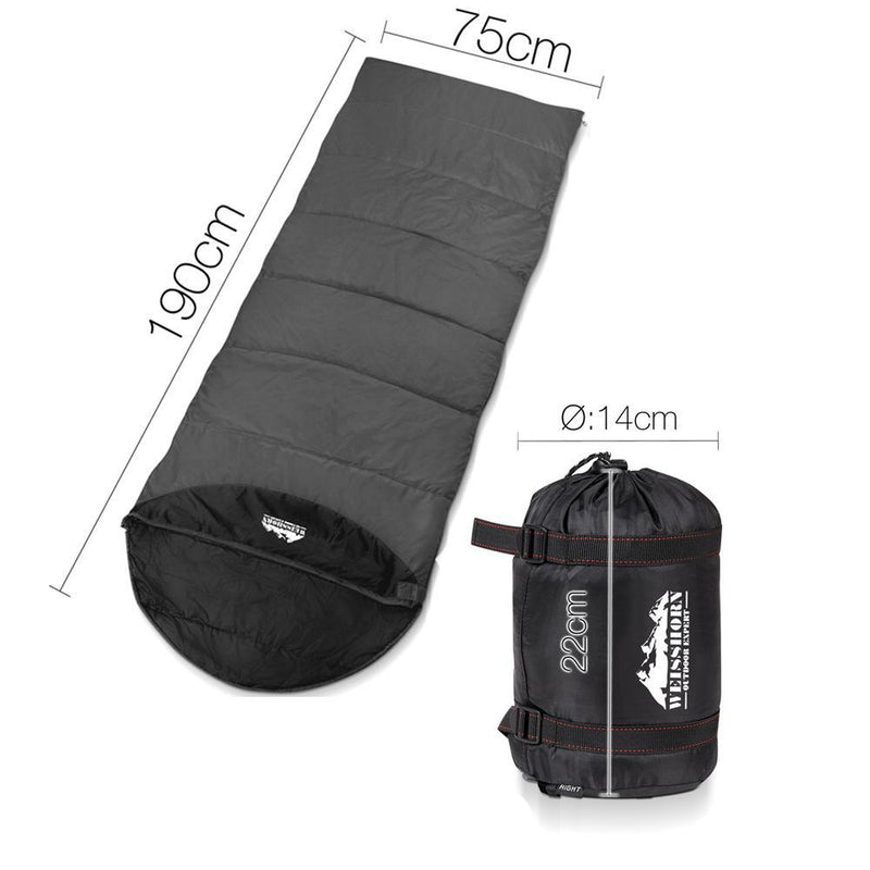 Single Thermal Micro Compact Sleeping Bag - Black & Grey