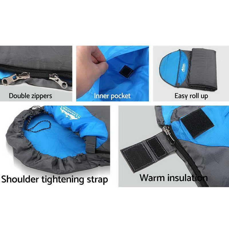 Weisshorn Single Thermal Micro Compact Sleeping Bag - Blue & Grey - Payday Deals