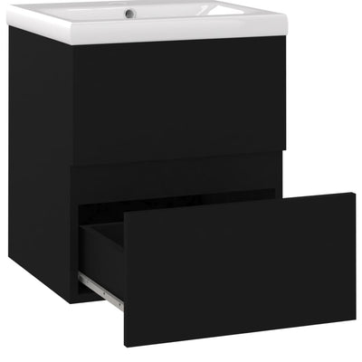 Sink Cabinet with Built-in Basin Black Engineered Wood Payday Deals