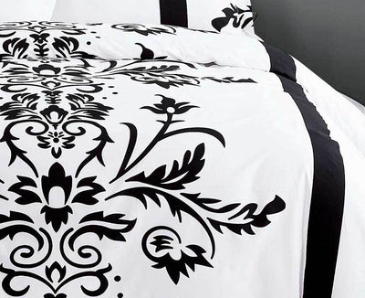 Queen Size 3pcs Black White Damask Quilt Cover Set Payday Deals