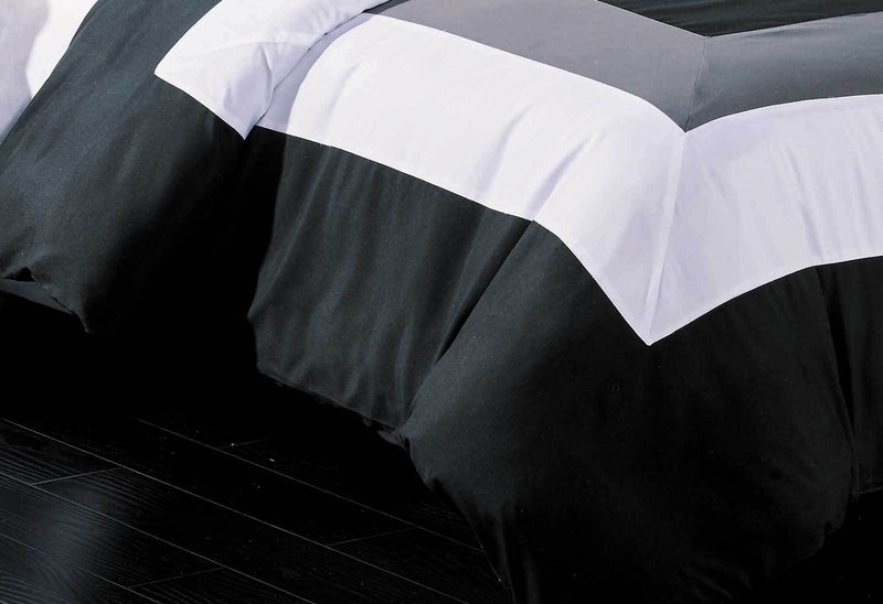 Size Black Grey White Quilt Cover Set(3PCS)