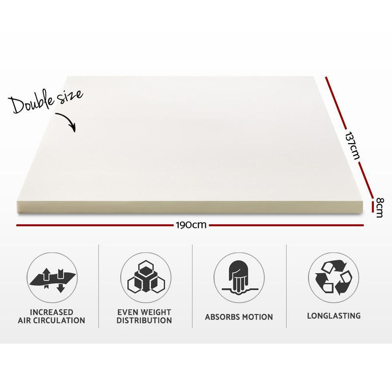 Giselle Bedding Memory Foam Mattress Topper w/Cover 8cm - Double Payday Deals