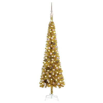 Slim Christmas Tree with LEDs&Ball Set Gold 150 cm Payday Deals
