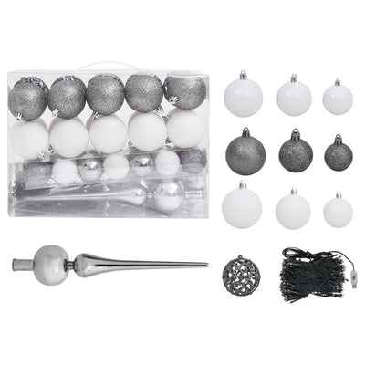 Slim Christmas Tree with LEDs&Ball Set Silver 120 cm Payday Deals