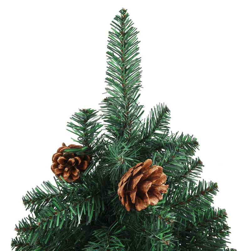 Slim Christmas Tree with Real Wood and Cones Green 180 cm PVC Payday Deals