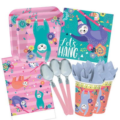 Sloth Party- 16 Guest Deluxe Tableware Party Pack
