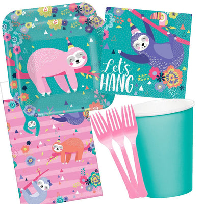 Sloth Party 16 Guest Large Birthday Deluxe Tableware Party Pack