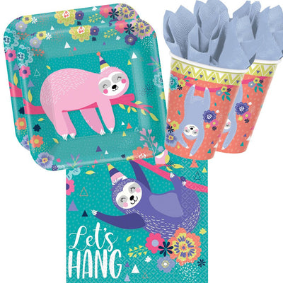 Sloth Party 16 Guest Large Tableware Party Pack