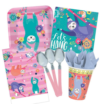 Sloth Party- 8 Guest Deluxe Tableware Party Pack