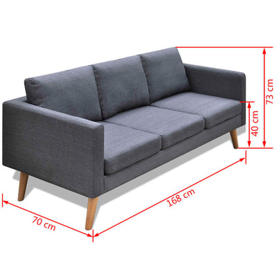 Sofa 3-Seater Fabric Dark Grey Payday Deals