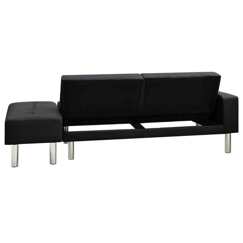Sofa Bed Artificial Leather Black Payday Deals