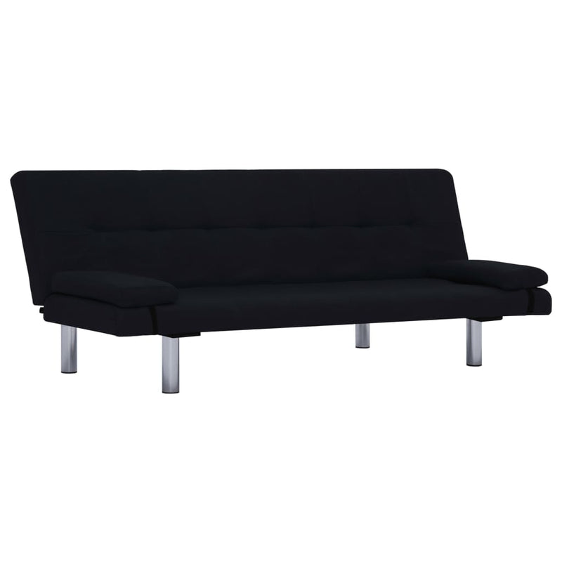 Sofa Bed with Two Pillows Black Polyester Payday Deals