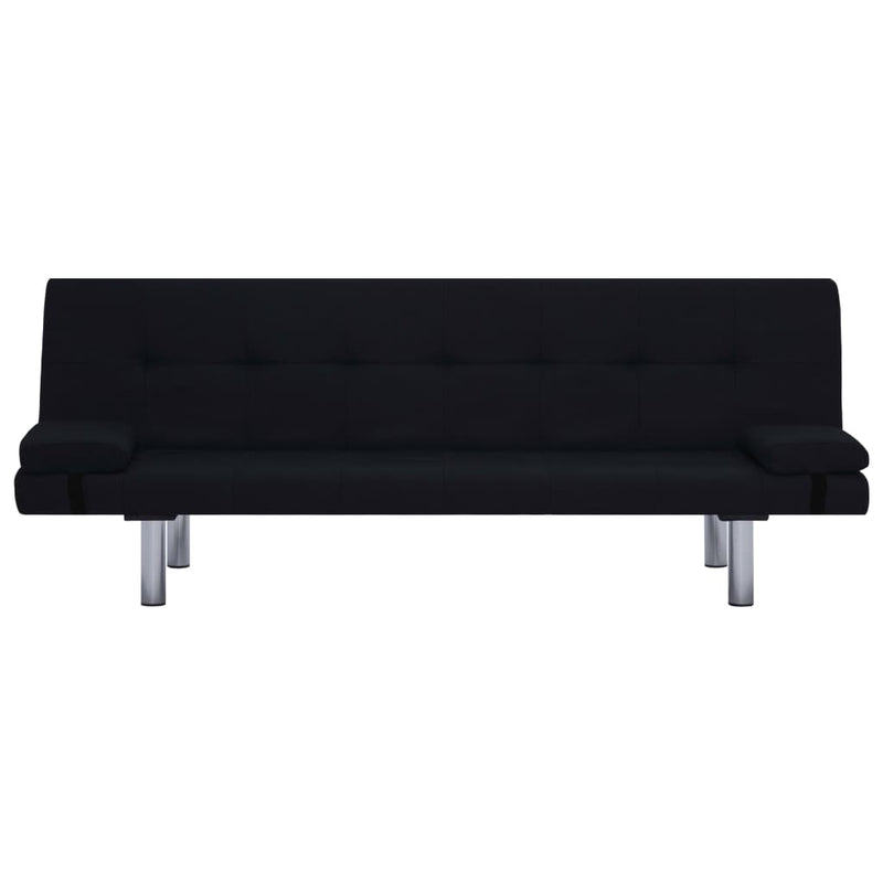 Sofa Bed with Two Pillows Black Polyester Payday Deals